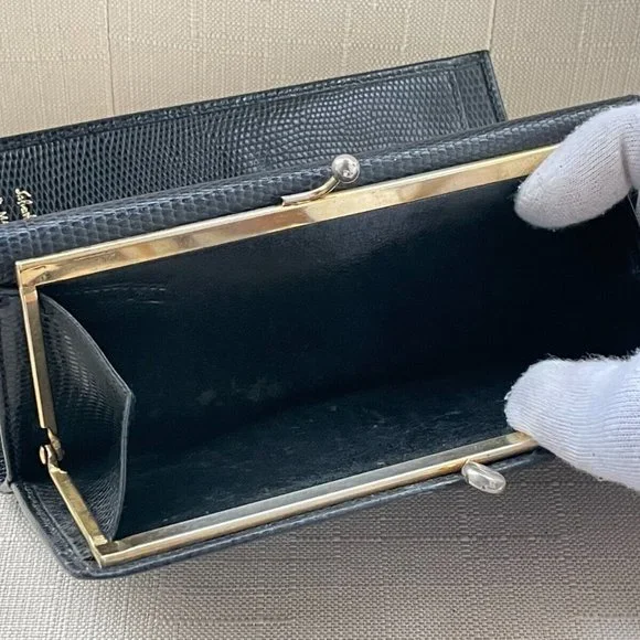 Salvatore Ferragamo Women Long Wallet Crocodile Leather Trifold Kisslock Italy - Picture 11 of 12